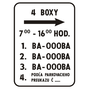 Značka - Dodatková tabuľka pre vyhradené parkovanie (E13)
