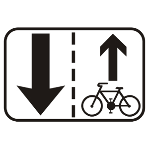 Značka - Jazda cyklistov v protismere povolená (E16b)