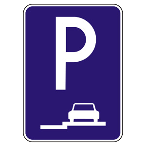 Značka - Parkovisko (státie na chodníku pozdĺžne) (IP14b)