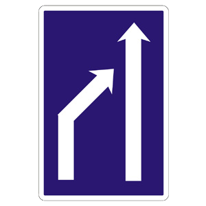 Značka - Zníženie počtu jazdných pruhov (C22b)