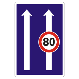 Značka - Obmedzenie v jazdných pruhoch (C23a)