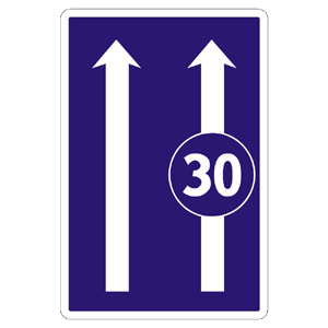 Značka - Obmedzenie v jazdných pruhoch (C23b)