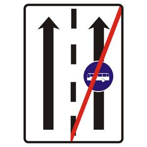 Značka - Koniec vyhradeného jazdného pruhu (C24b)