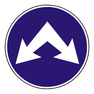 Značka - Prikázaný smer obchádzania vpravo a vľavo (C6c)