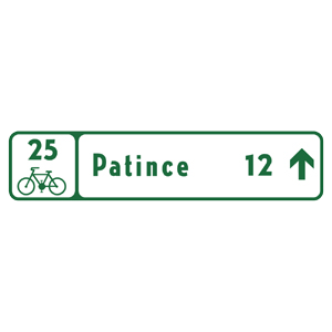 Značka - Smerová tabuľa pre cyklistov (s jedným cieľom) (IS40a)