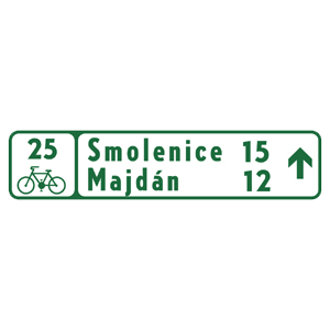 Značka - Smerová tabuľa pre cyklistov (s dvoma cieľmi) (IS40b)