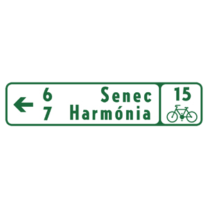 Značka - Smerová tabuľa pre cyklistov (s dvoma cieľmi) (IS40d)