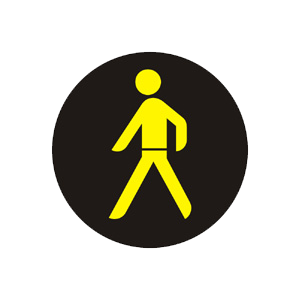 Značka - S11b: Doplnkový signál s prerušovaným žltým svetlom v tvare chodca