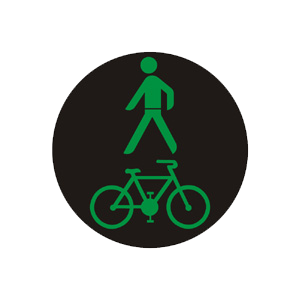 Značka - S5d: Kombinovaný signál pre chodcov a cyklistov so zeleným svetlom so znamením Voľno!