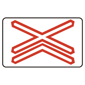 Značka - Výstražný kríž pre železničné priecestie viackoľajové (A30b)