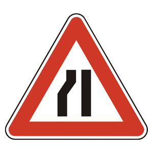 Značka - Zúžená vozovka zľava (A4c)