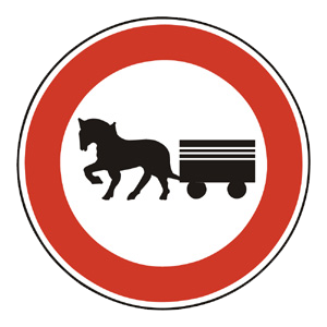 Značka - B15: Zákaz vjazdu záprahových vozidiel (B15)