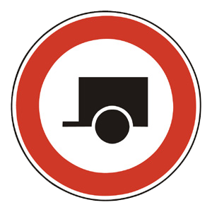 Značka - B17: Zákaz vjazdu motorových vozidiel s prívesmi (B17)