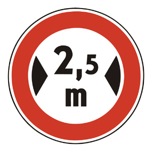 Značka - B23: Zákaz vjazdu vozidiel, ktorých šírka presahuje vyznačenú hranicu (B23)