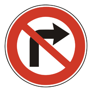 Značka - B27a: Zákaz odbočovania vpravo (B27A)