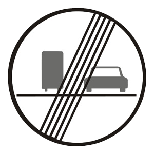 Značka - B30b: Koniec zákazu predchádzania pre nákladné automobily (B30B)