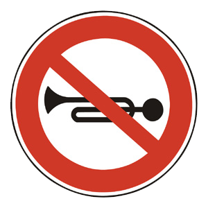 Značka - B32a: Zákaz zvukových výstražných zariadení (B32A)