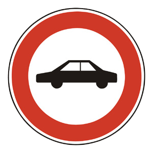 Značka - B5: Zákaz vjazdu osobných automobilov (B5)