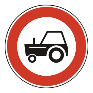 Značka - B9: Zákaz vjazdu traktorov (B9)